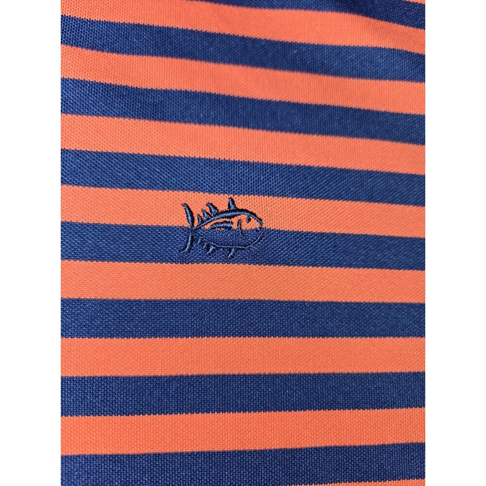 Mens Vineyard Vines Striped Polo Shirt Blue Orange XL - Picture 4 of 10